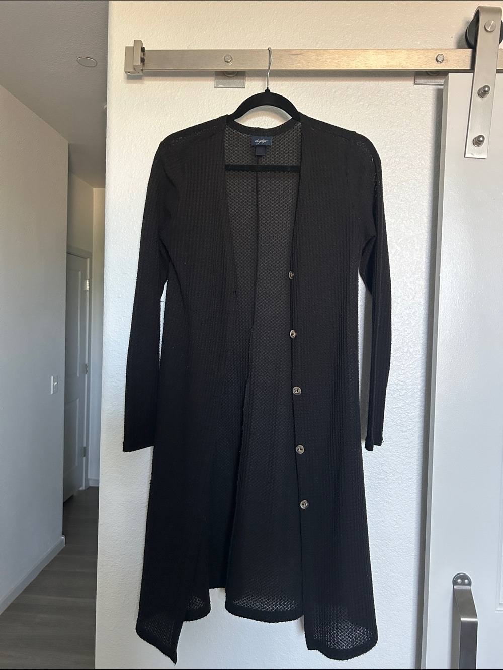 Daytrip Black Long Open-Weave Cardigan